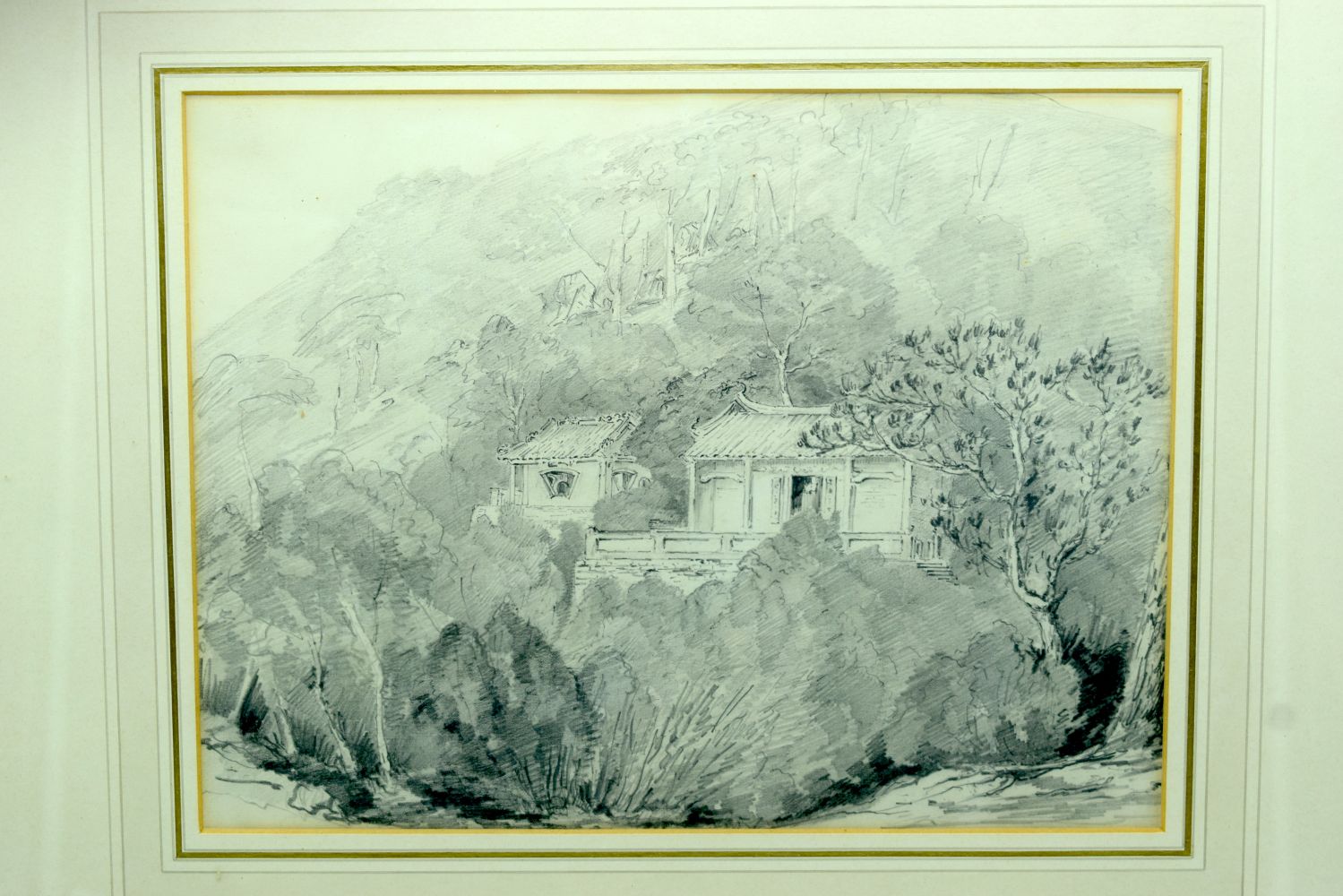 Thomas Boswell 1815-1860 Charcoal of the Temple at Castle Peak, Hong Kong 23 x30cm - Image 2 of 4