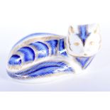 Royal Crown Derby paperweight of a blue fox. 10.5cm long