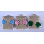 THREE PAIRS OF SILVER AND ENAMEL EARRINGS. (6)