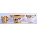 Paris porcelain bowl painted with flowers, the interior gilded, a small jardinière with neo-classica