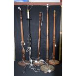 A group of wooden and metal lampstands 141cm (5).