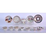 A collection of 18th c. New Hall: Tea bowl and saucer with oriental figures pattern 20, a rare trio