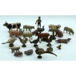 A collection of vintage Elastolin plastic animals and birds (Qty).