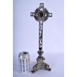 AN ANTIQUE SILVER PLATED ENAMELLED MASONIC CRUCIFIX. 38 cm x 8 cm.