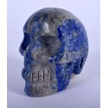 A CHINESE CARVED LAPIS LAZULI SKULL 20th Century. 7 cm x 6 cm.