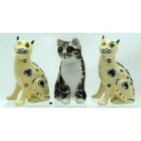 A collection of ceramic cats 15cm (3).