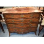 A GEORGE III SERPENTINE MAHOGANY CHEST OF DRAWERS. 87 cm x 100 cm x 54 cm.