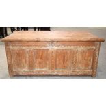 An Antique wooden coffer 47 x 108 x 52cm .
