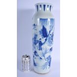 A LARGE CHINESE BLUE AND WHITE PORCELAIN ROLWAGEN VASE probably late 19th century, painted in the tr