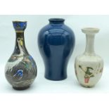 A Chinese blue ground vase together with two other vases 31cm (3).