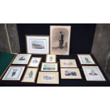 A collection of antique framed lithographs depicting various subjects .53 x 35cm (13).