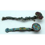 A Chinese Cloisonne Rui Sceptre together with another sceptre 26cm (2)
