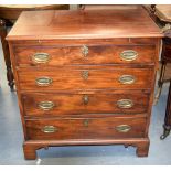 A GEORGE III MAHOGANY CHEST OF DRAWERS with unusual sliding feature. 84 cm x 78 cm x 47 cm.