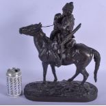 A LARGE 19TH CENTURY RUSSIAN BRONZE EQUESTRIAN GROUP The Cossacks Farewell, possibly cast by Chopin,