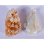 TWO CHINESE CARVED JADE FRUITING PODS 20th Century. Largest 6 cm x 3 cm. (2)