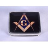 A SILVER MASONIC PILL BOX. 19 grams. 3.5 cm x 2.5 cm.