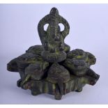 AN ASIAN BRONZE PANDAN SPICE BOX. 6.5 cm wide.