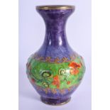 AN ART NOUVEAU FRENCH ENAMELLED VASE painted with birds. 8.5 cm high.