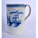 A LATE 18TH/19TH CENTURY ENGLISH PEARLWARE MUG painted with landscapes. 12.5 cm high.