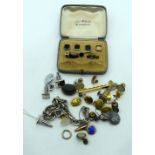 A collection of Cufflinks, studs chains etc some MOP (Qty).