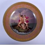 A FINE 18TH CENTURY VIENNA PORCELAIN CABINET PLATE exceptionally painted with Neptune, Amphitrite an