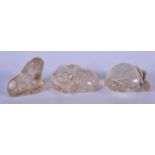 THREE CHINESE ROCK CRYSTAL FIGURES 20th Century. Largest 4 cm x 2 cm. (3)