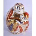 Royal Crown Derby paperweight of a monkey and baby. 10cm high