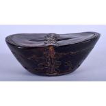 A CHINESE CARVED BUFFALO HORN STYLE LIBATION CUP 20th Century. 13 cm x 8 cm.