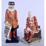 TWO ROYAL DOULTON YEOMANRY GUARDS. Largest 20 cm high. (2)