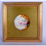 Royal Worcester circular plaque painted with flamingos by R. Austin date mark 1928. 23cm diameter