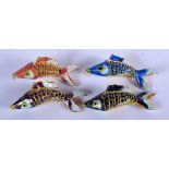 FOUR CLOISONNE ENAMEL FISH 20th Century. 4 cm wide. (4)