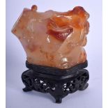 AN EARLY 20TH CENTURY CHINESE CARVED AGATE BRUSH WASHER Late Qing/Republic. Agate 11 cm x 6 cm.