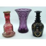 A Persian glass vase together with another similar and a vase 28cm (3)