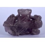 A 19TH CENTURY CHINESE CARVED AMETHYST VASE Qing, of naturalistic form. 8 cm x 6 cm.