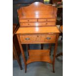 A CHARMING ANTIQUE SATINWOOD LADIES WRITING CABINET with fitted interior. 110 cm x 53 cm x 42 cm.