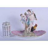 A LARGE 19TH CENTURY GERMAN KPM BERLIN PORCELAIN FIGURAL GROUP modelled standing beside a chicken up