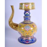 A RARE EARLY 20TH CENTURY CHINESE CANTON ENAMEL TIBETAN EWER Late Qing/Republic, painted with flower