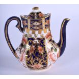 Royal Crown Derby rare miniature coffee pot and cover painted with pattern 6299, date code 1913. 7.