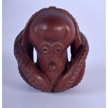 A JAPANESE CARVED BOXWOOD OCTOPUS NETSUKE. 5 cm x 3.5 cm.