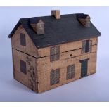 A CONTEMPORARY PAINTED WOOD FOLK ART BOX in the form of a house. 25 cm x 25 cm.