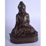A 19TH CENTURY SOUTH EAST ASIAN BRONZE FIGURE OF A BUDDHA modelled in flowing robes. 17 cm x 11 cm.