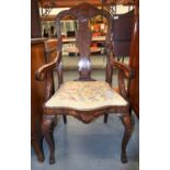 AN 18TH/19TH CENTURY DUTCH MARQUETRY INLAID CHAIR decorated with flowers. 113 cm x 61 cm.