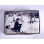 A SILVER CHARLIE CHAPLIN BOX. 38 grams. 5 cm x 3.5 cm.