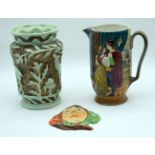 A Beswick jug together with a Beswick face plaque and a Burleigh ware vase 21cm (3).