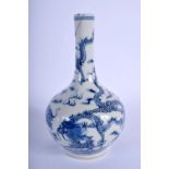 A 19TH CENTURY CHINESE BLUE AND WHITE PORCELAIN DRAGON VASE bearing Kangxi marks to base, painted wi