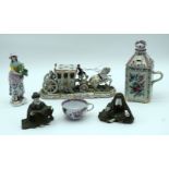 A group of English and Continental ceramic items 25cm (6).