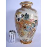 A LARGE 19TH CENTURY JAPANESE MEIJI PERIOD SATSUMA VASE painted with geisha within landscapes. 38 cm