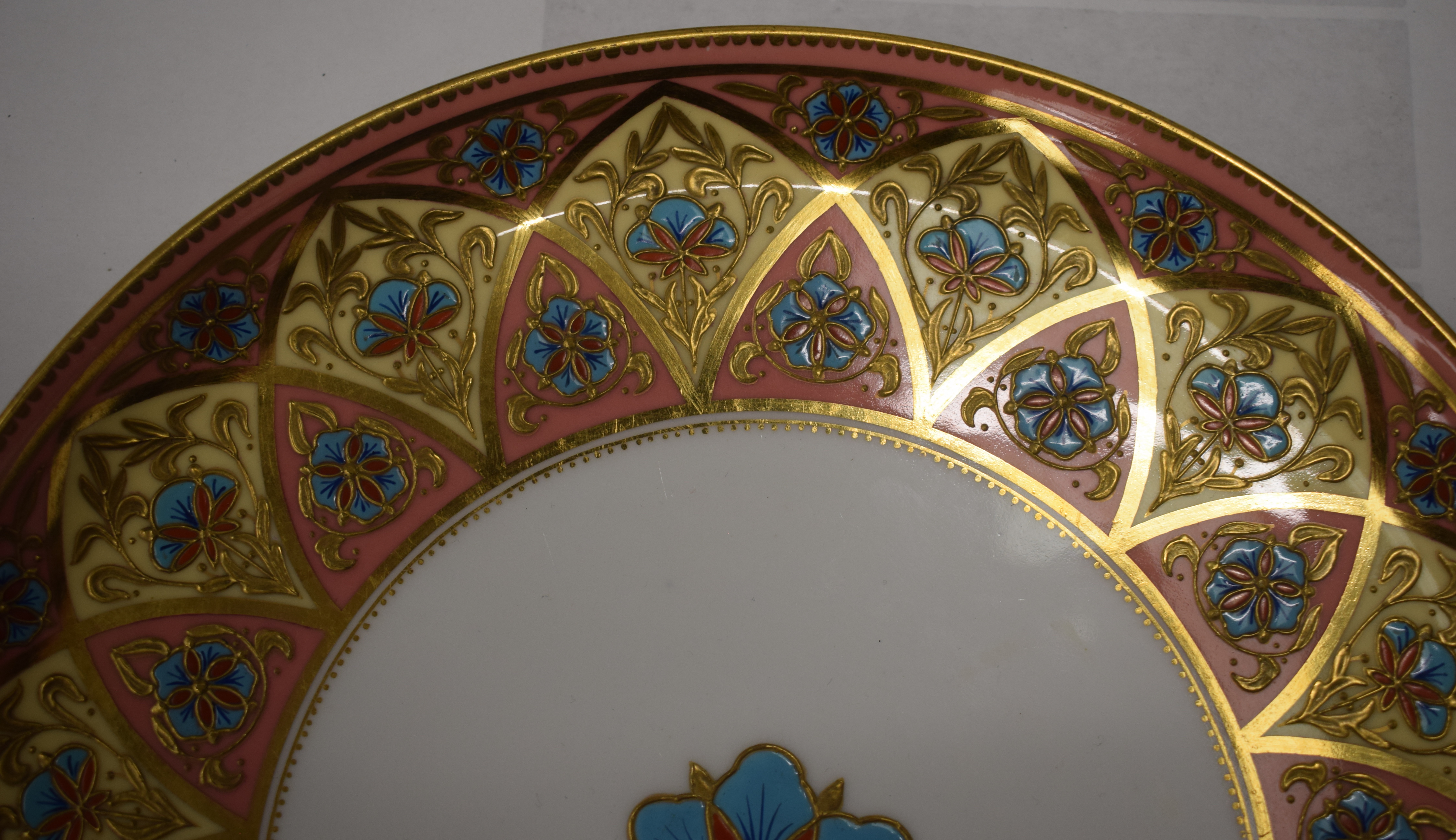 Royal Crown Derby fine plate painted in middle eastern style influenced by Sir Christopher Dresser d - Image 3 of 8