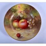 Royal Worcester side plate painted with fruit by H. Ayrton, signed, date mark 1930. 15.5cm diameter