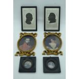 A collection of framed miniature portraits 24 cm (6)